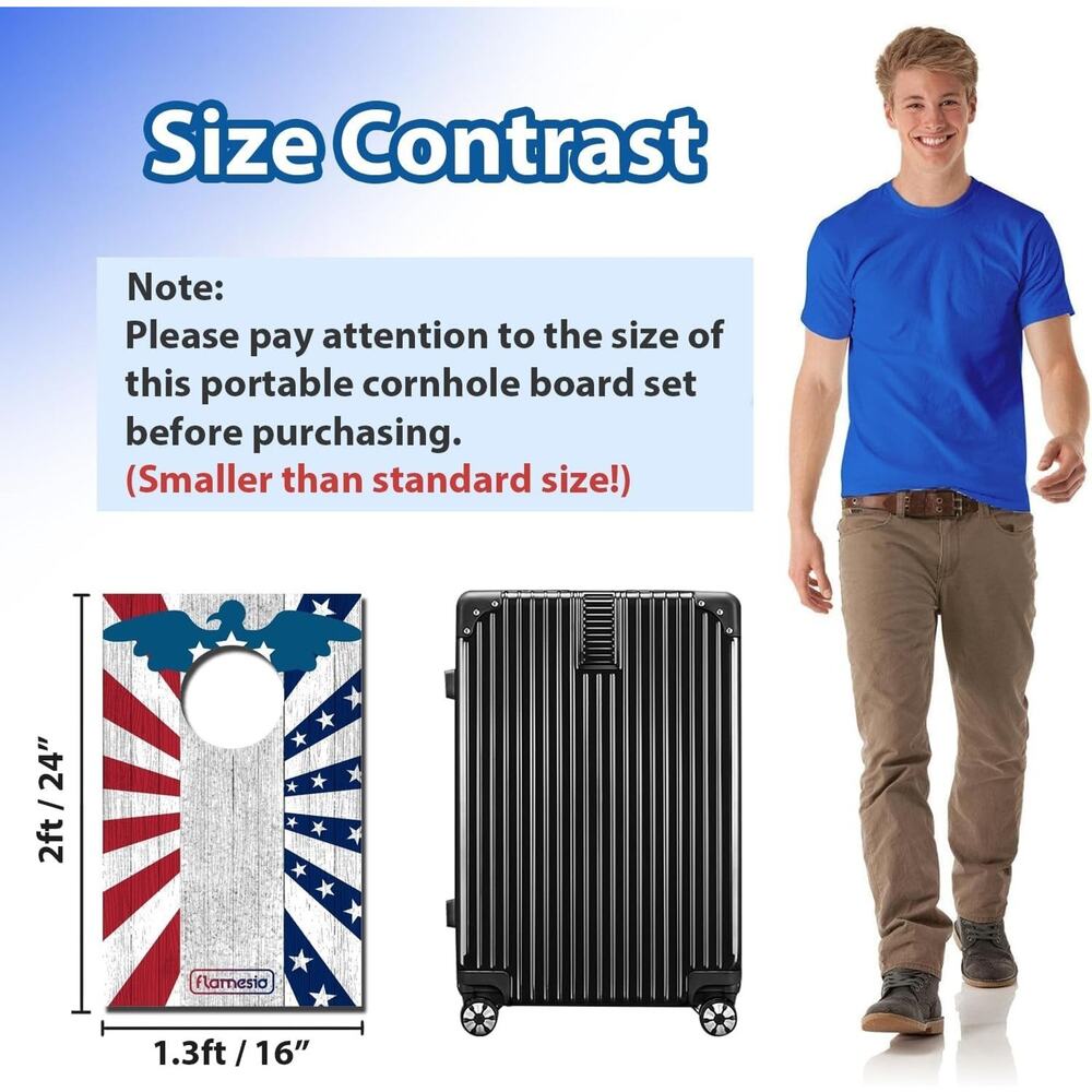 Portable Cornhole Board Set 2x1.3ft | 24"x16": Cornhole Set Outdoor Backyard Cor - Picture 3 of 7